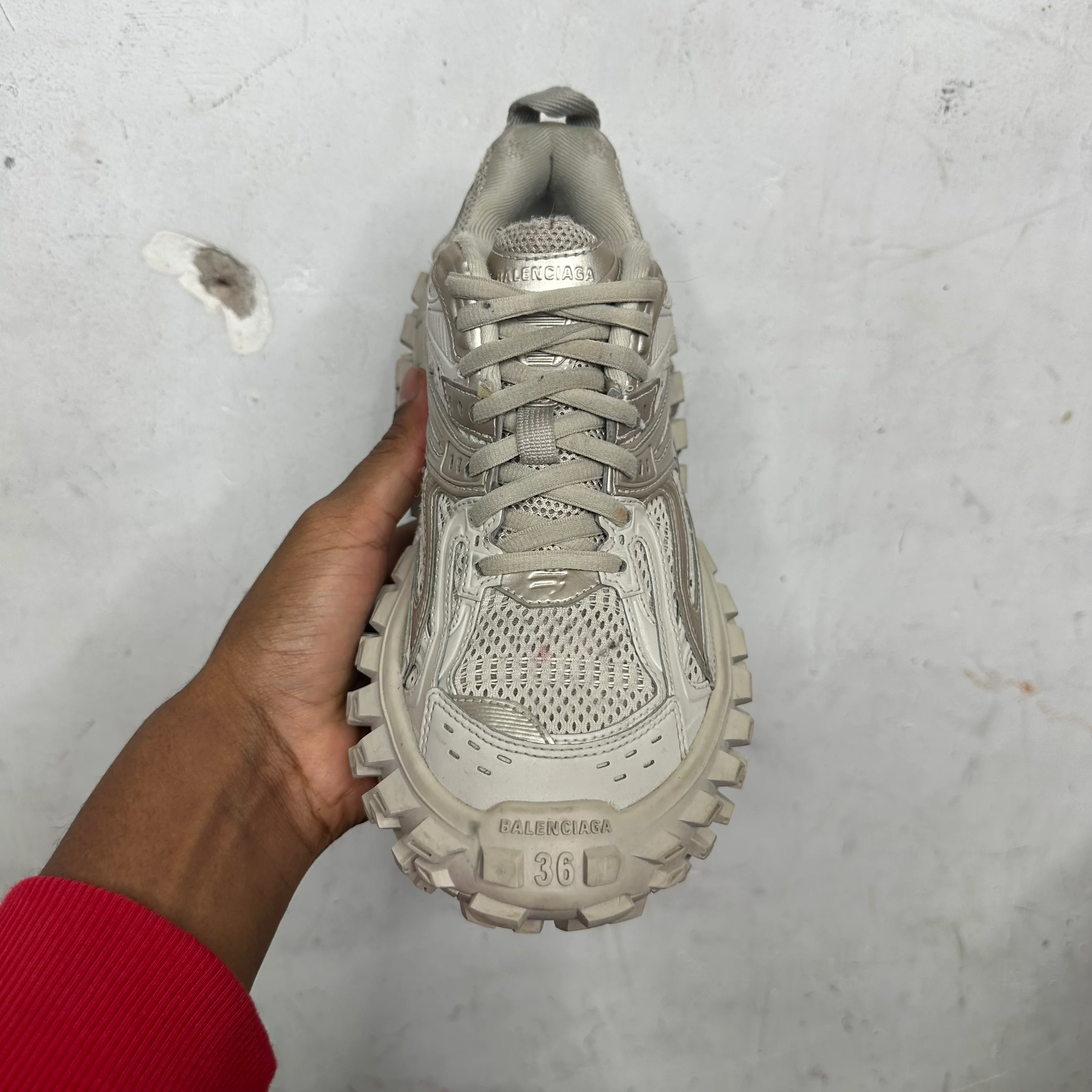 Balenciaga Beige Defender Trainers - Image 8