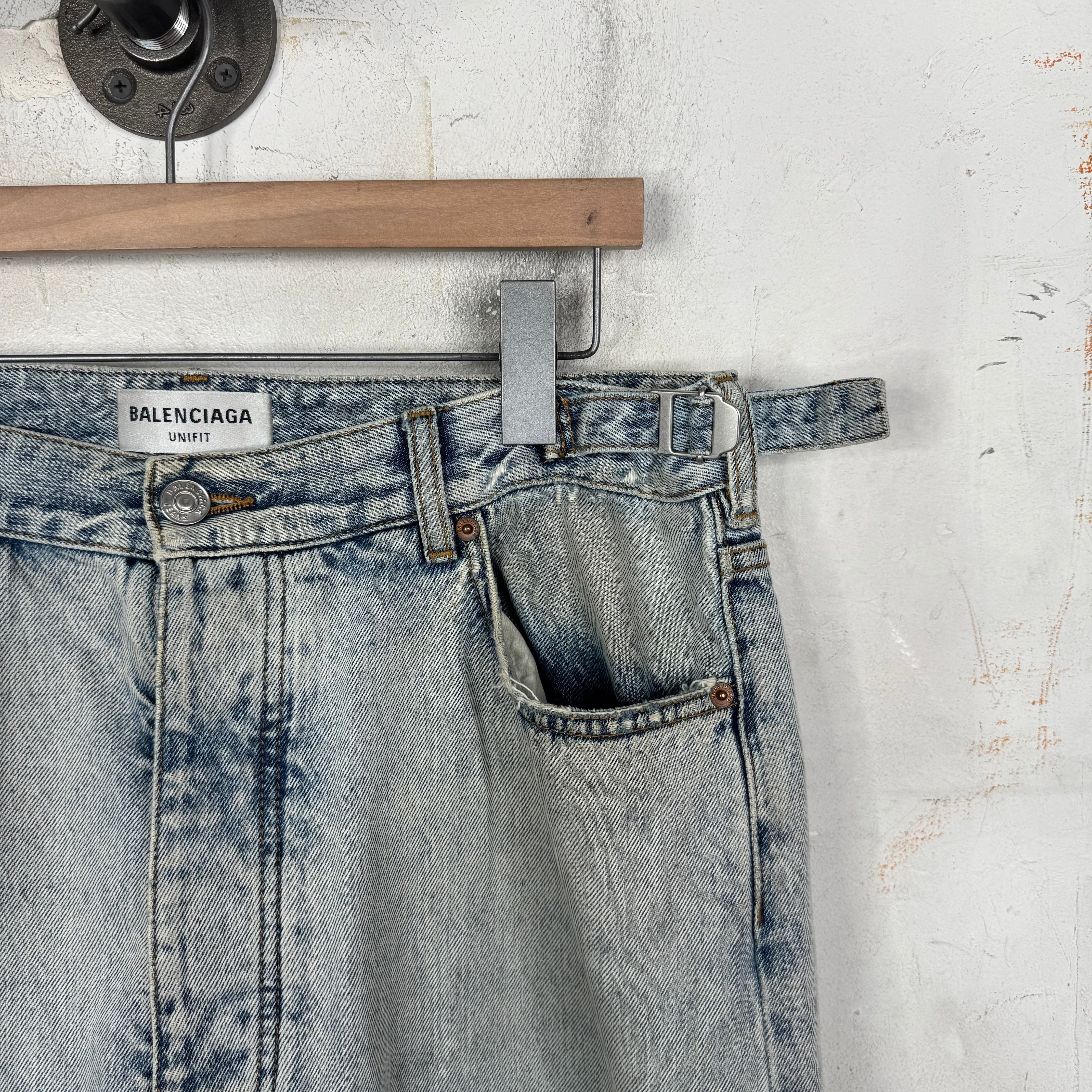 Balenciaga Side Buckle Loose Lightwash Jeans - Image 6