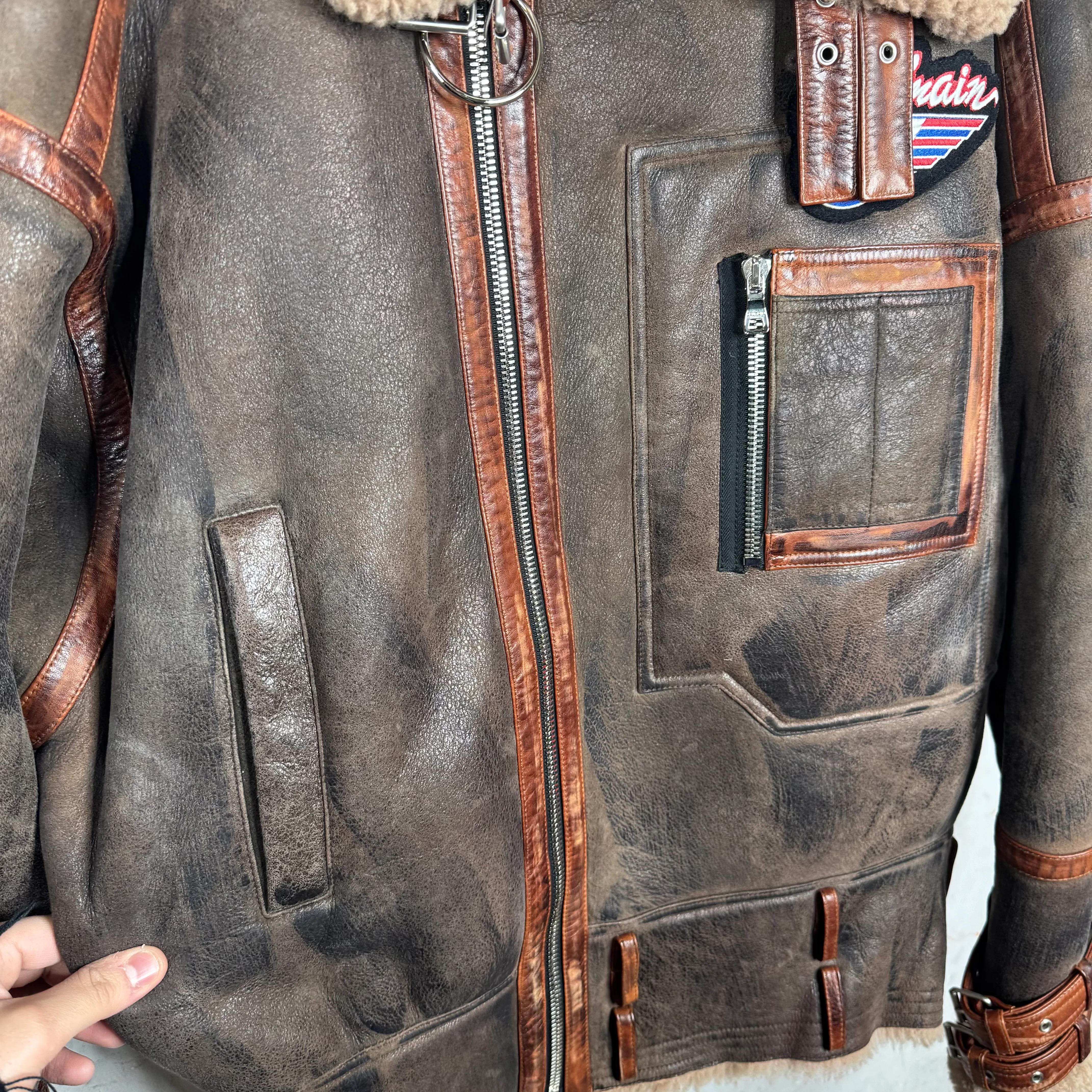 Balmain Leather Shearling Pilot Jacket - Image 8