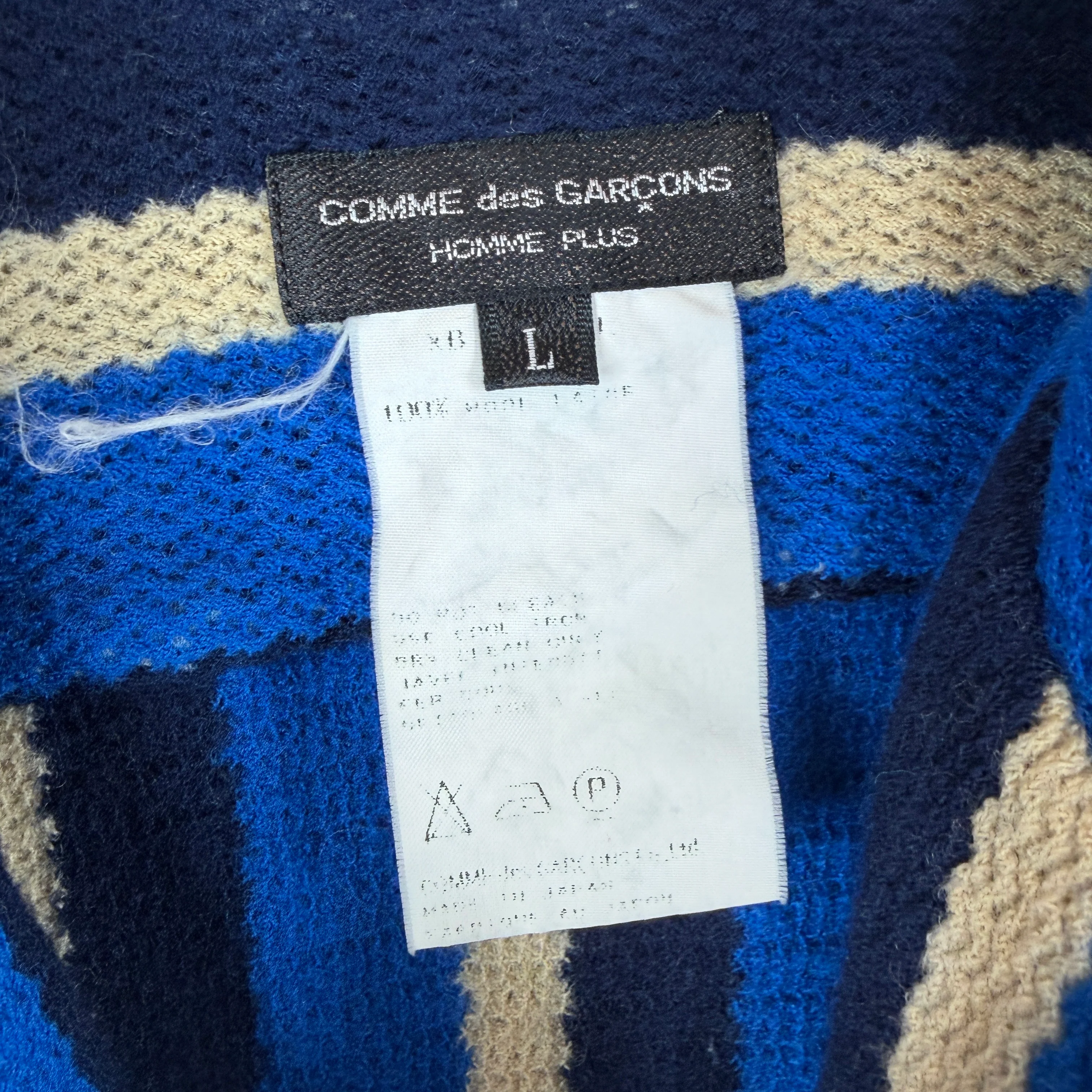 CDG Blue Striped Wool Knit Button Up Shirt - Image 3