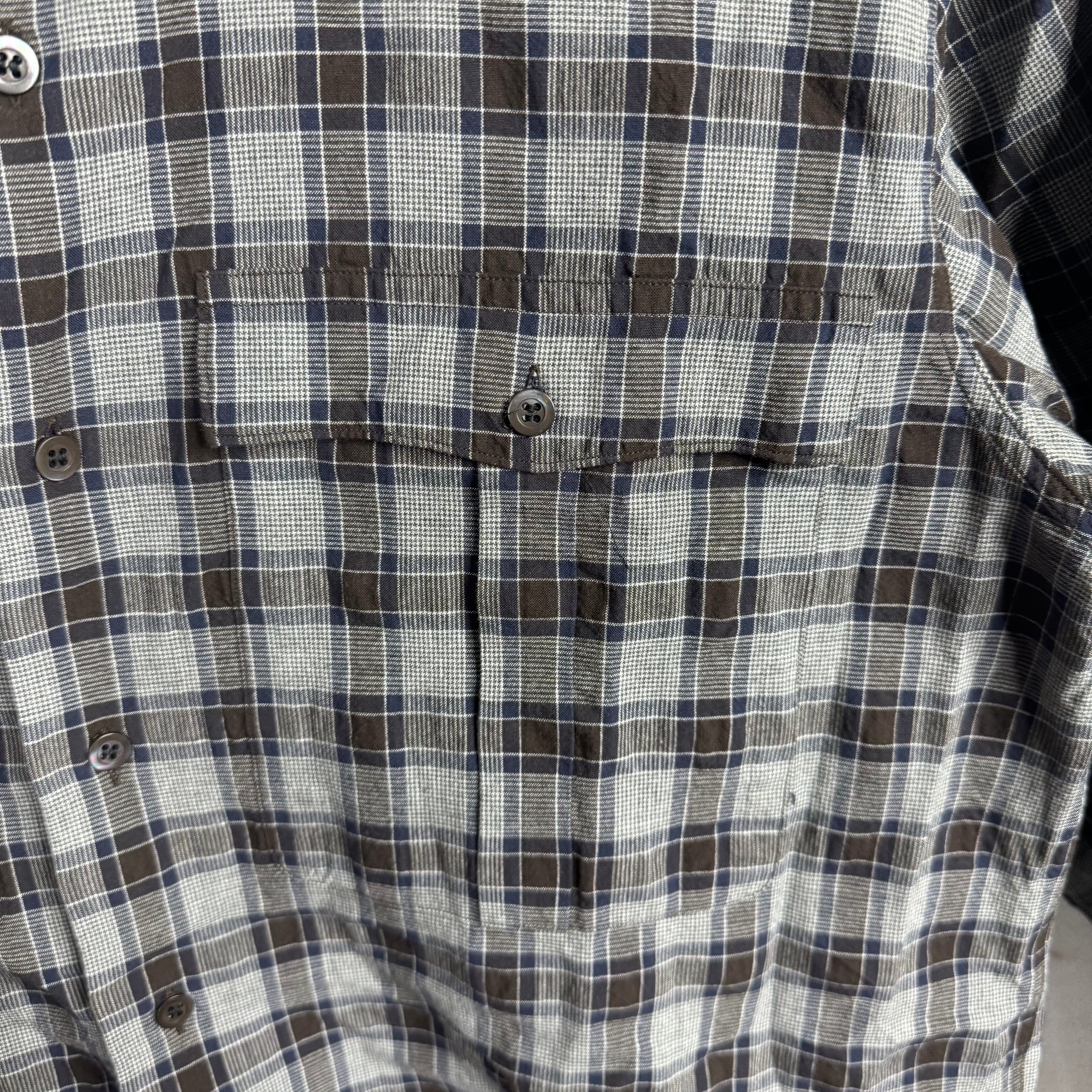 Dries Van Noten Blue/Brown Plaid Shirt With Epaulettes - Image 6