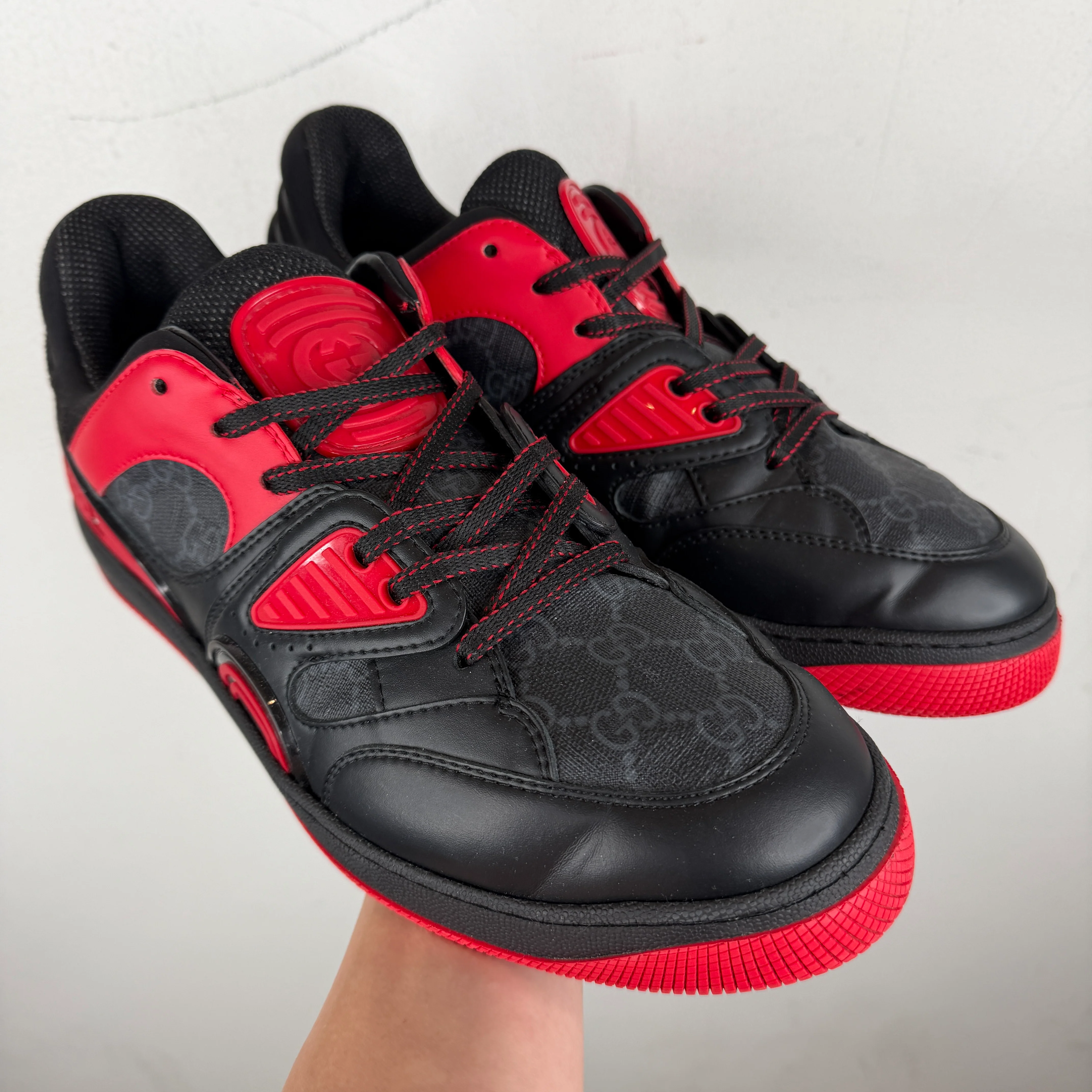 Gucci Black/Red Basket Low Sneakers