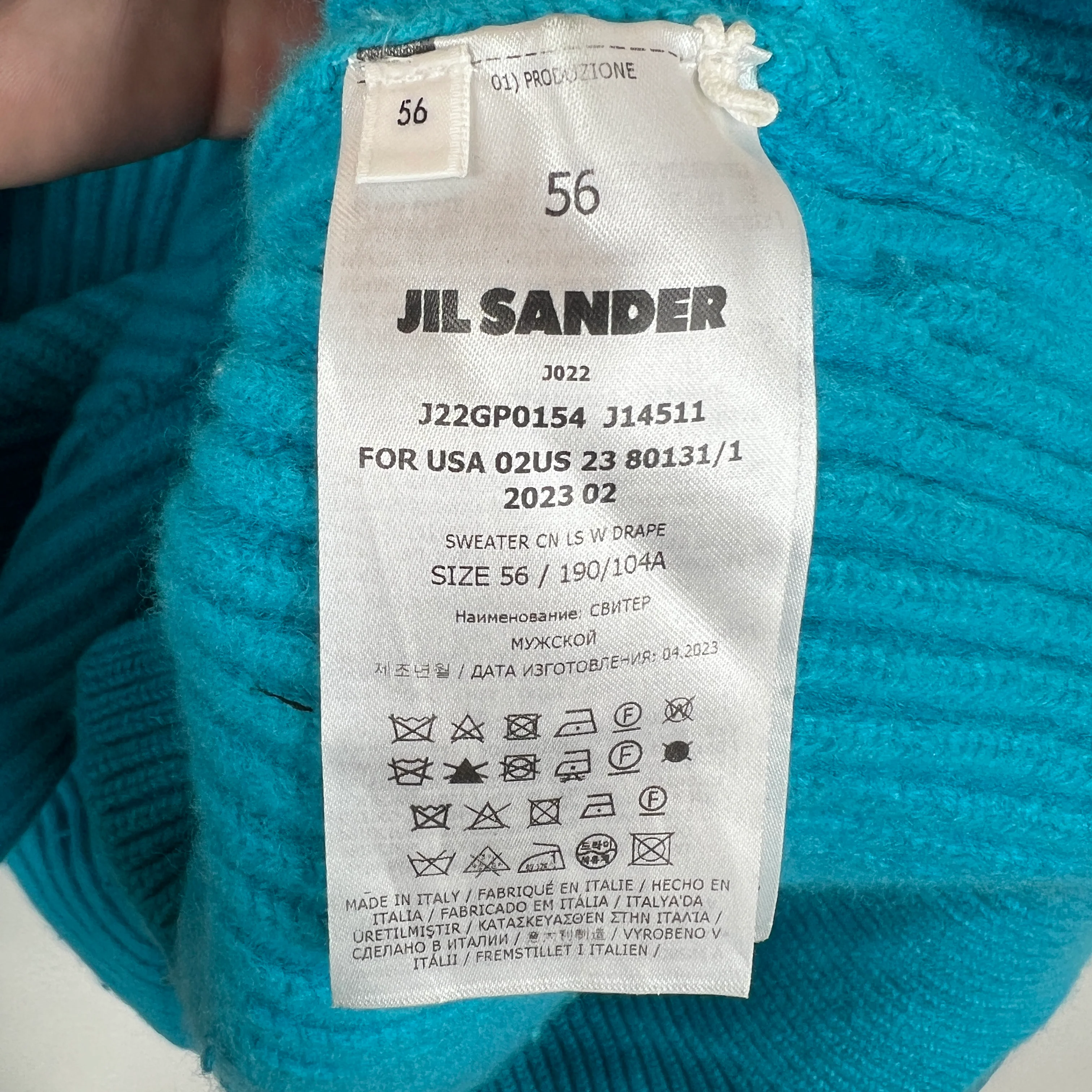 Jil Sander Blue Asymmetric Knit Sweater - Image 4