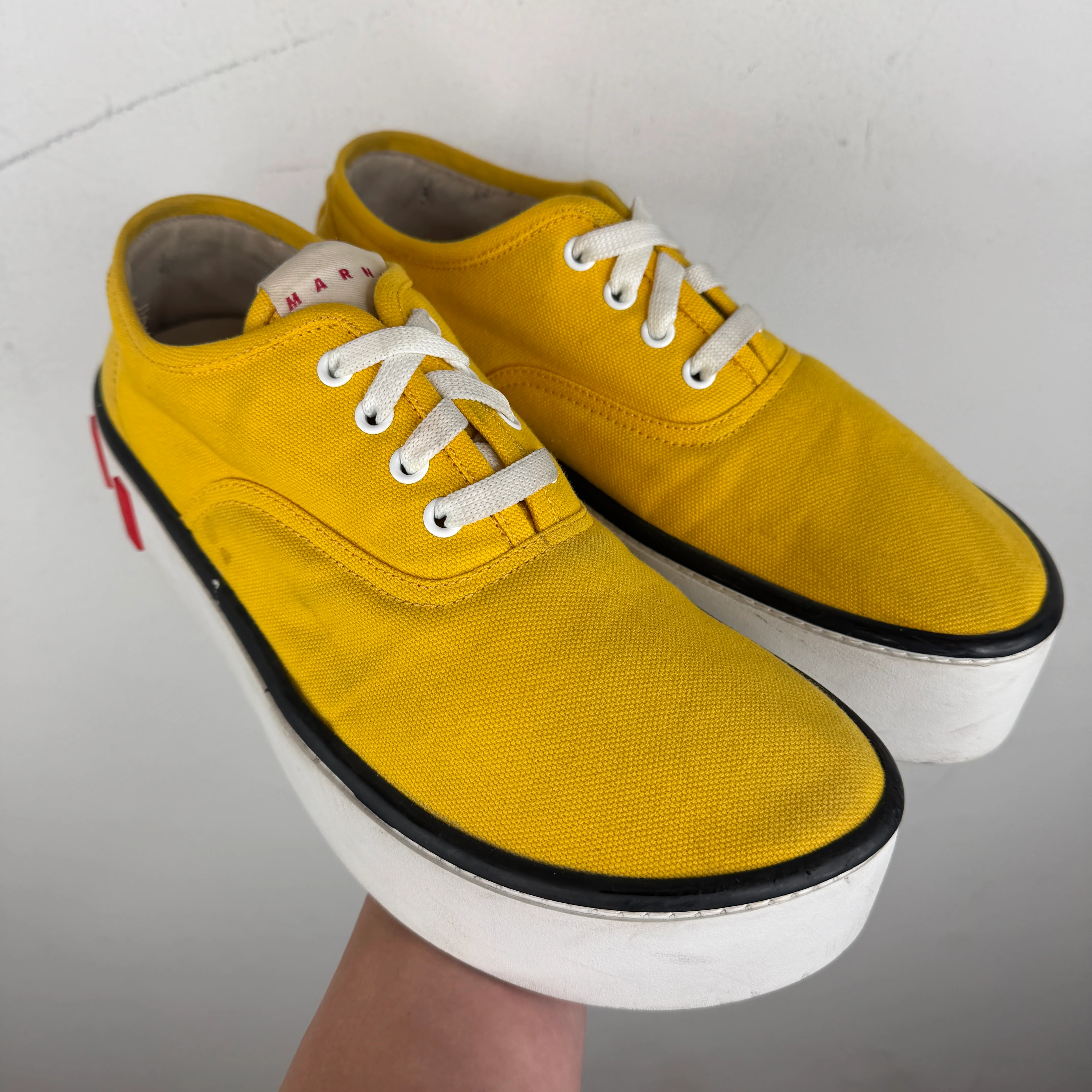 Marni Yellow Paw Lace Up Sneakers