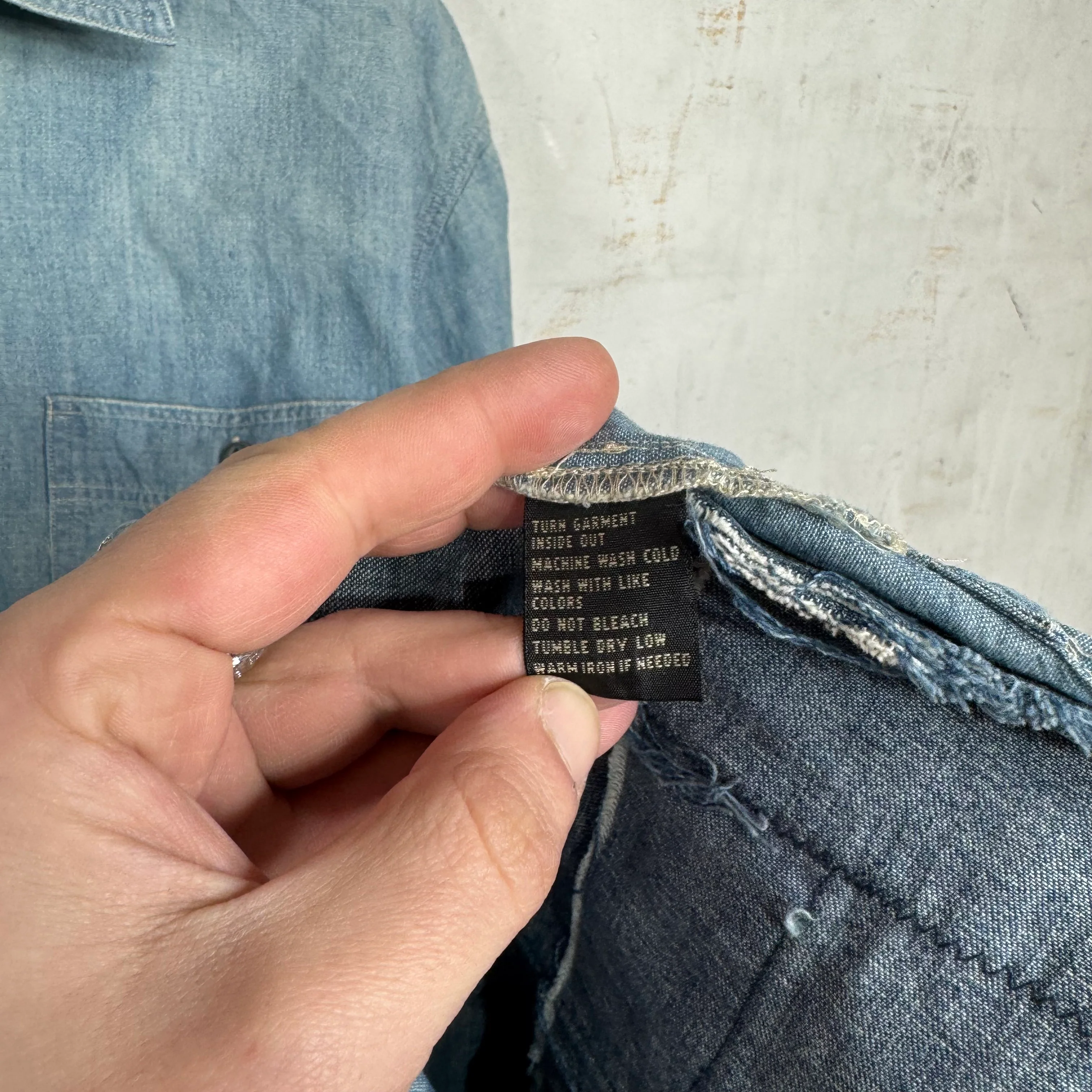 RRL Repaired Denim Shirt - Image 4