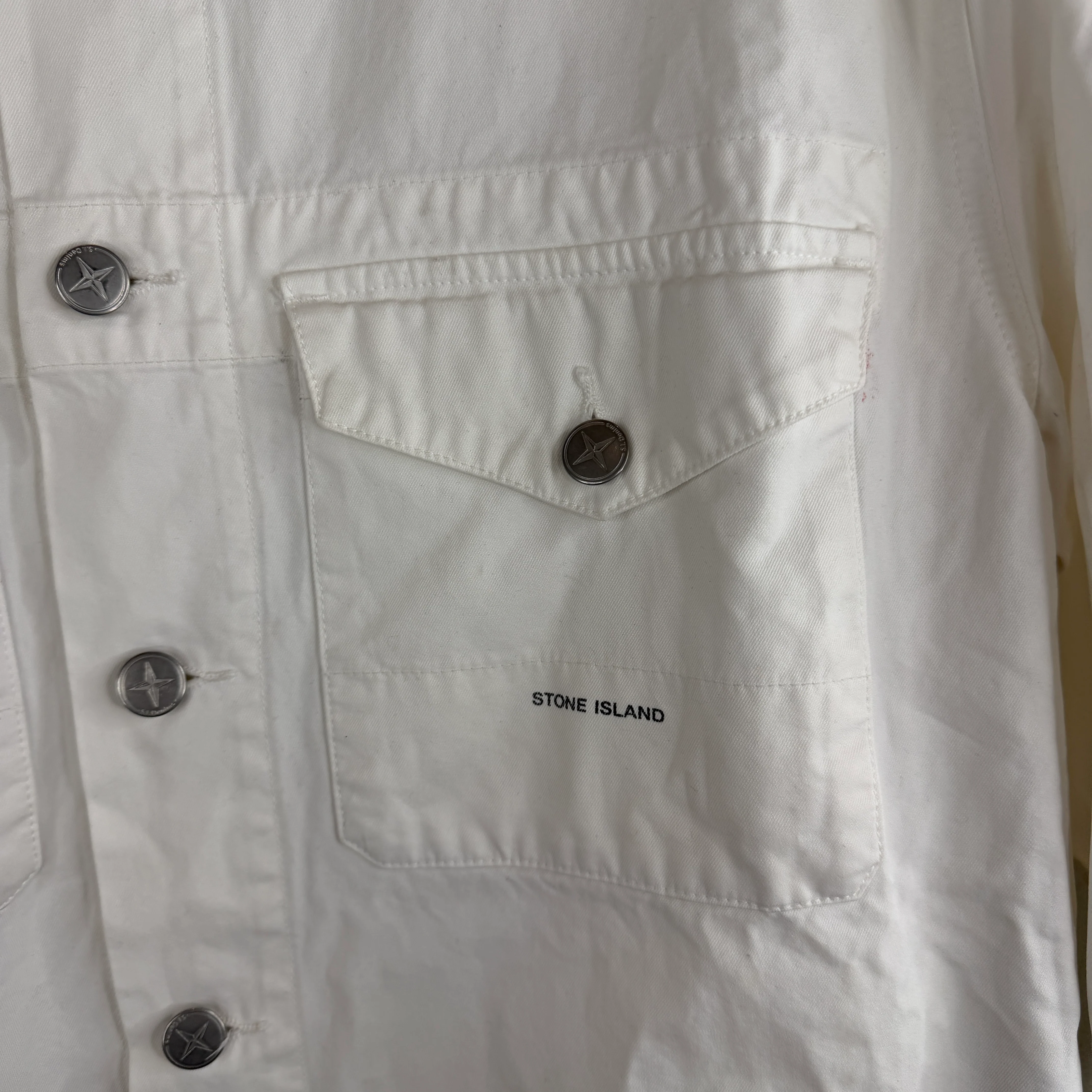 Stone Island White Button Up Jacket - Image 6