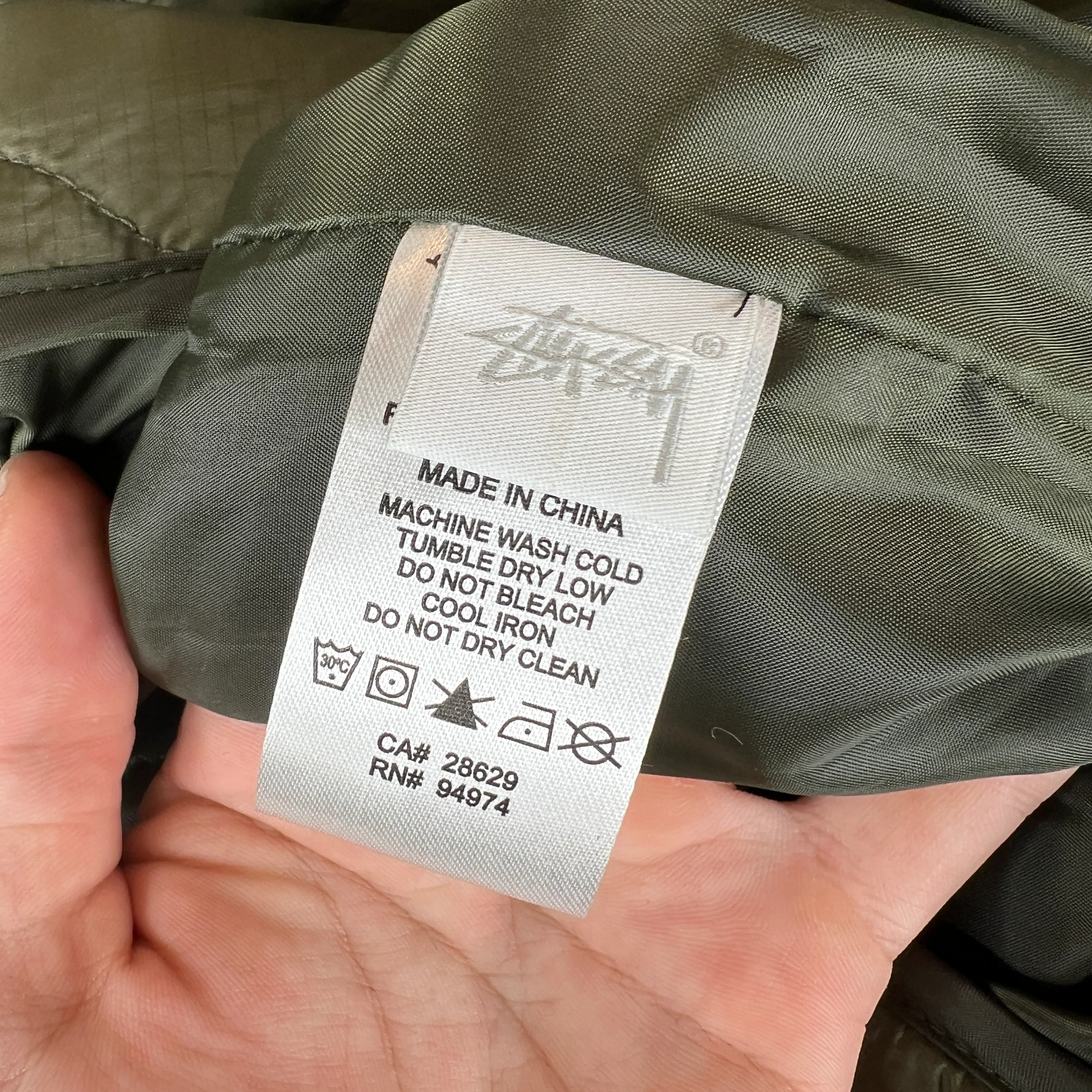 Stussy Olive Quilted Liner Jacket - Image 4