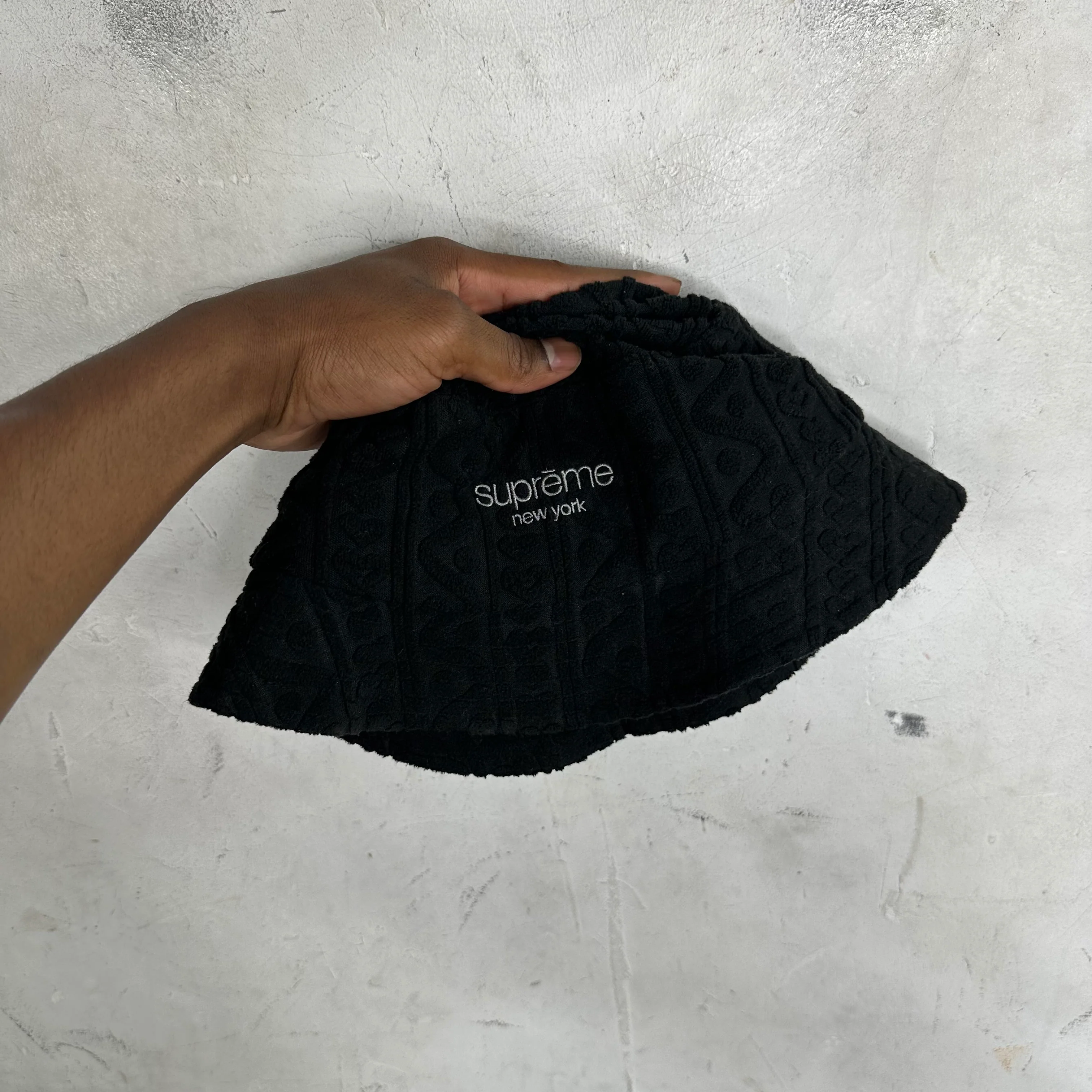 Supreme Modern Logo Textured Bucket Hat