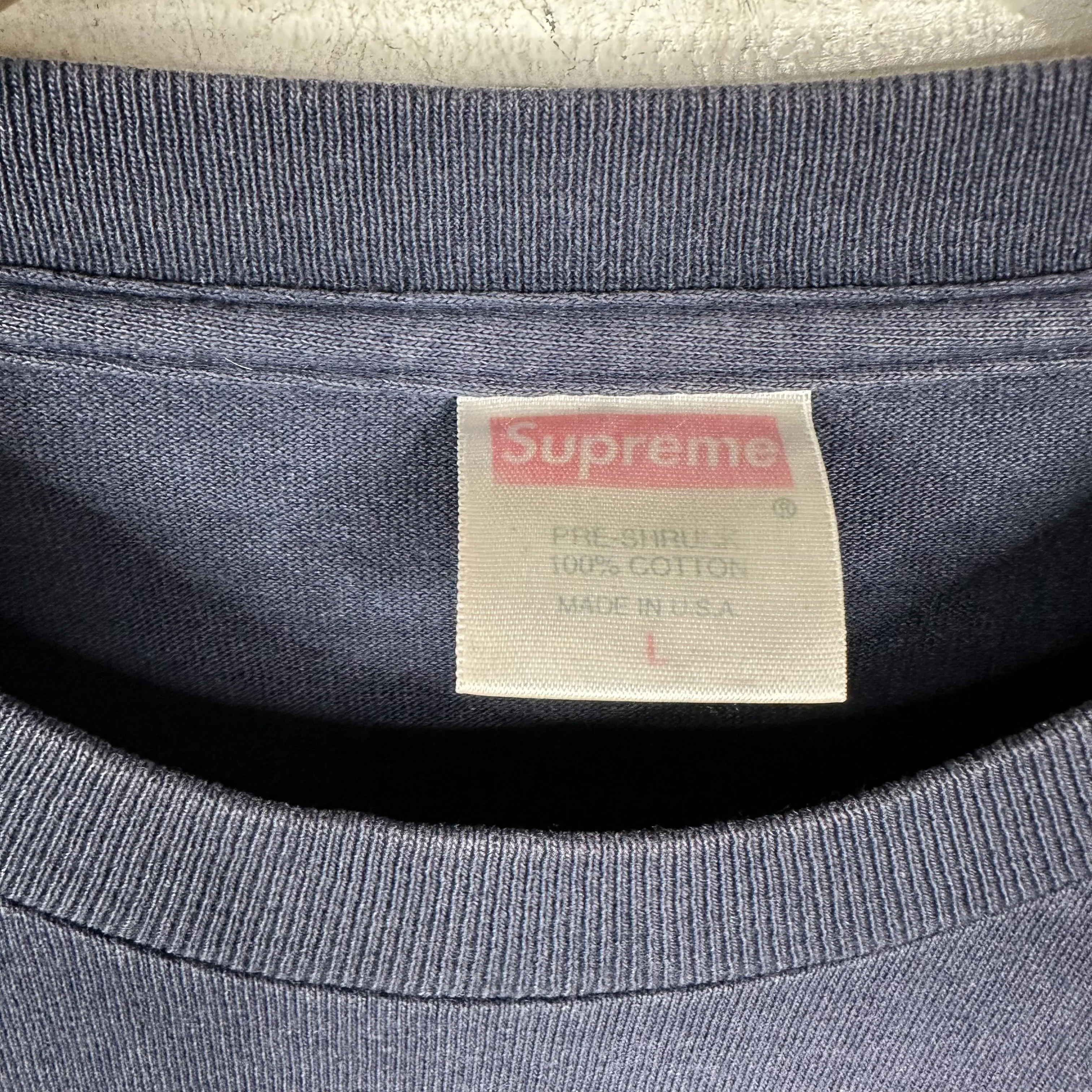 Supreme Navy Blue Gucci Box Logo T-Shirt - Image 3