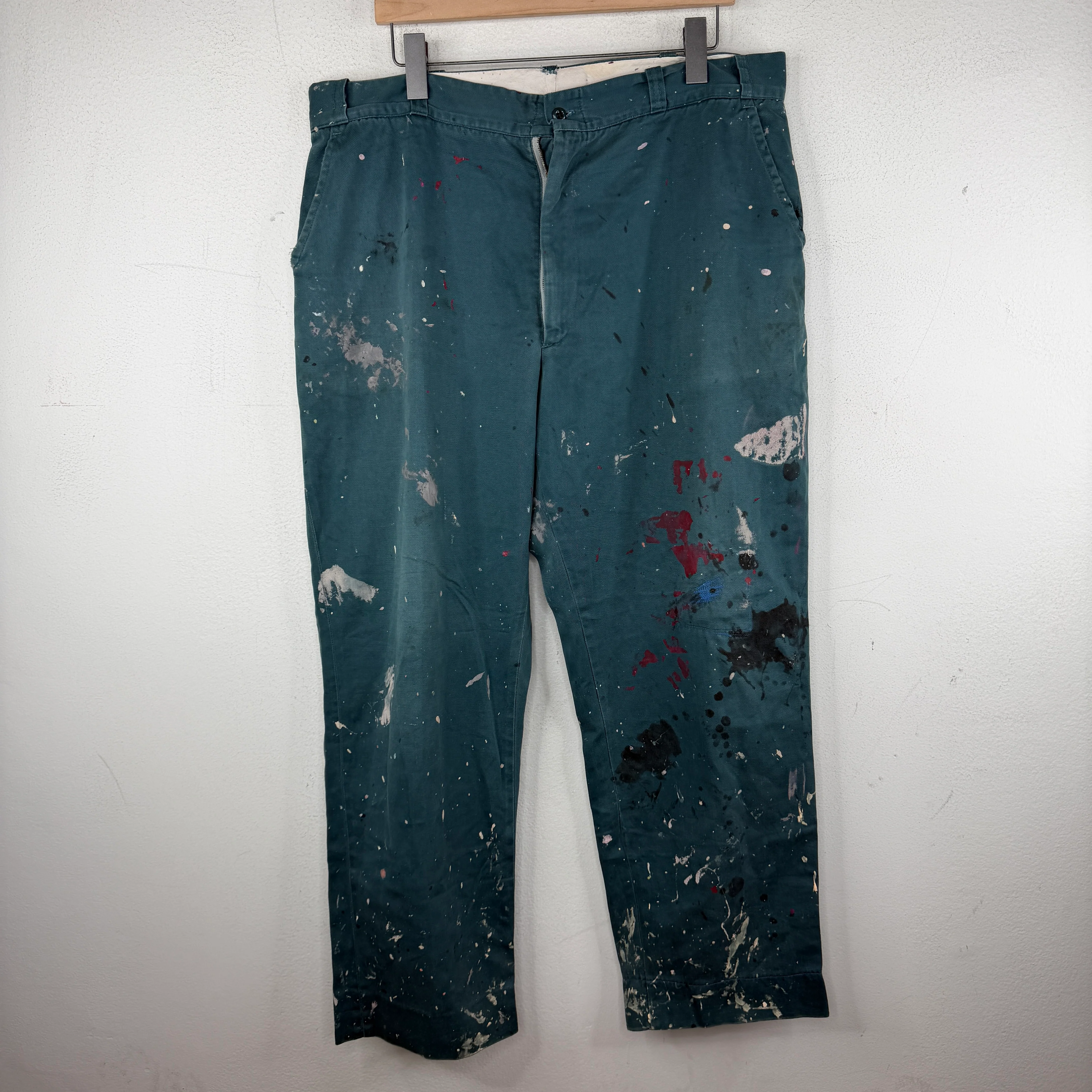 Vintage Sanforized Teal Painted Trousers