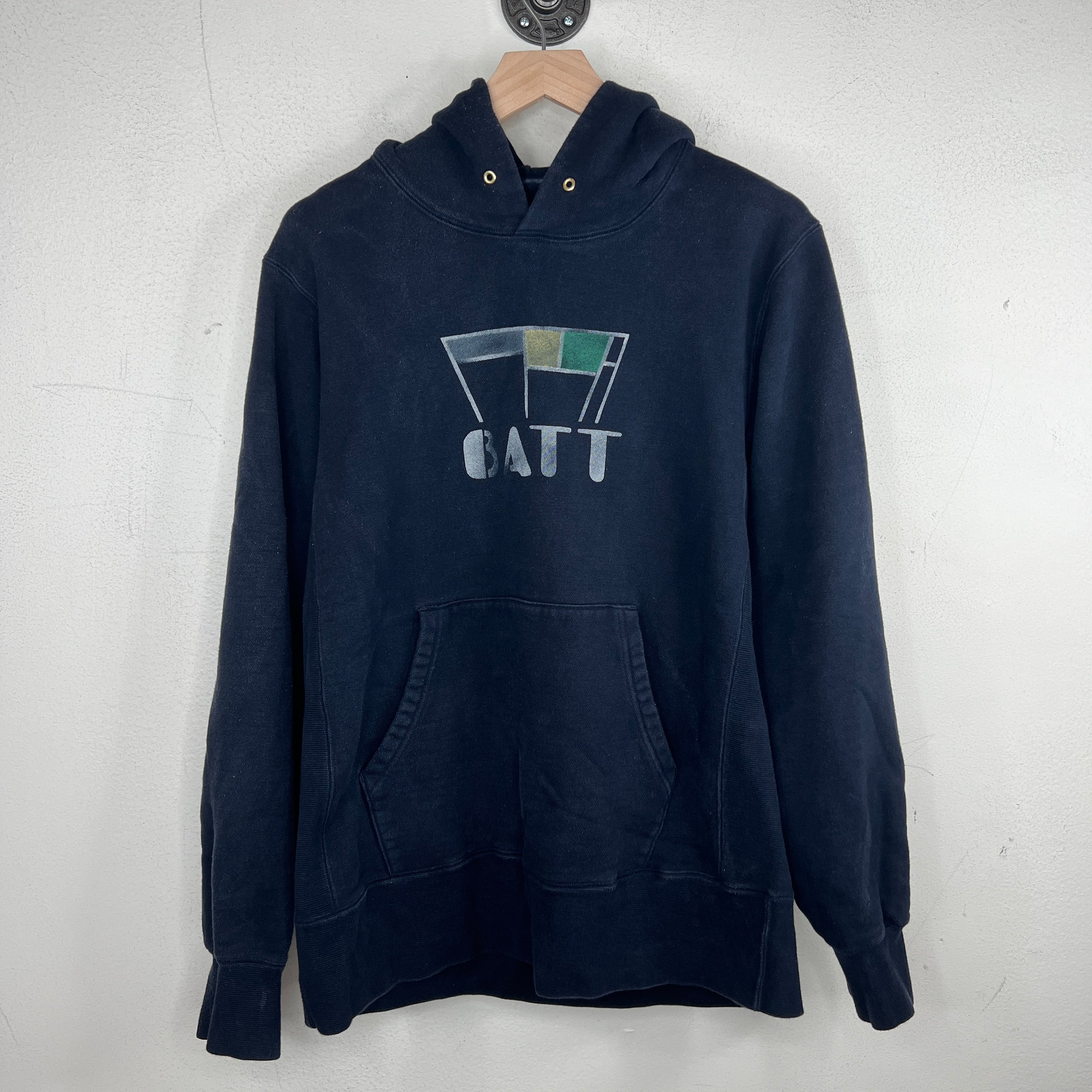 Visvim Navy Batt Stencil Hoodie